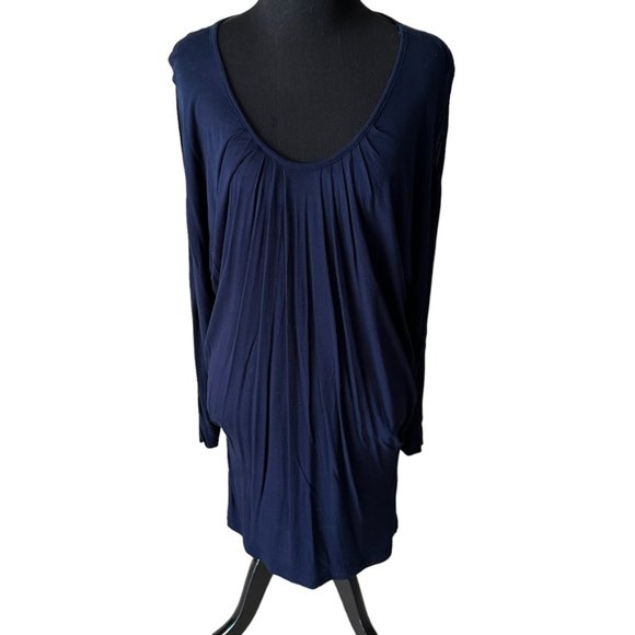 Design History Tops - Beautiful Design History Long navy Blue Tunis with front pleats EUC Large